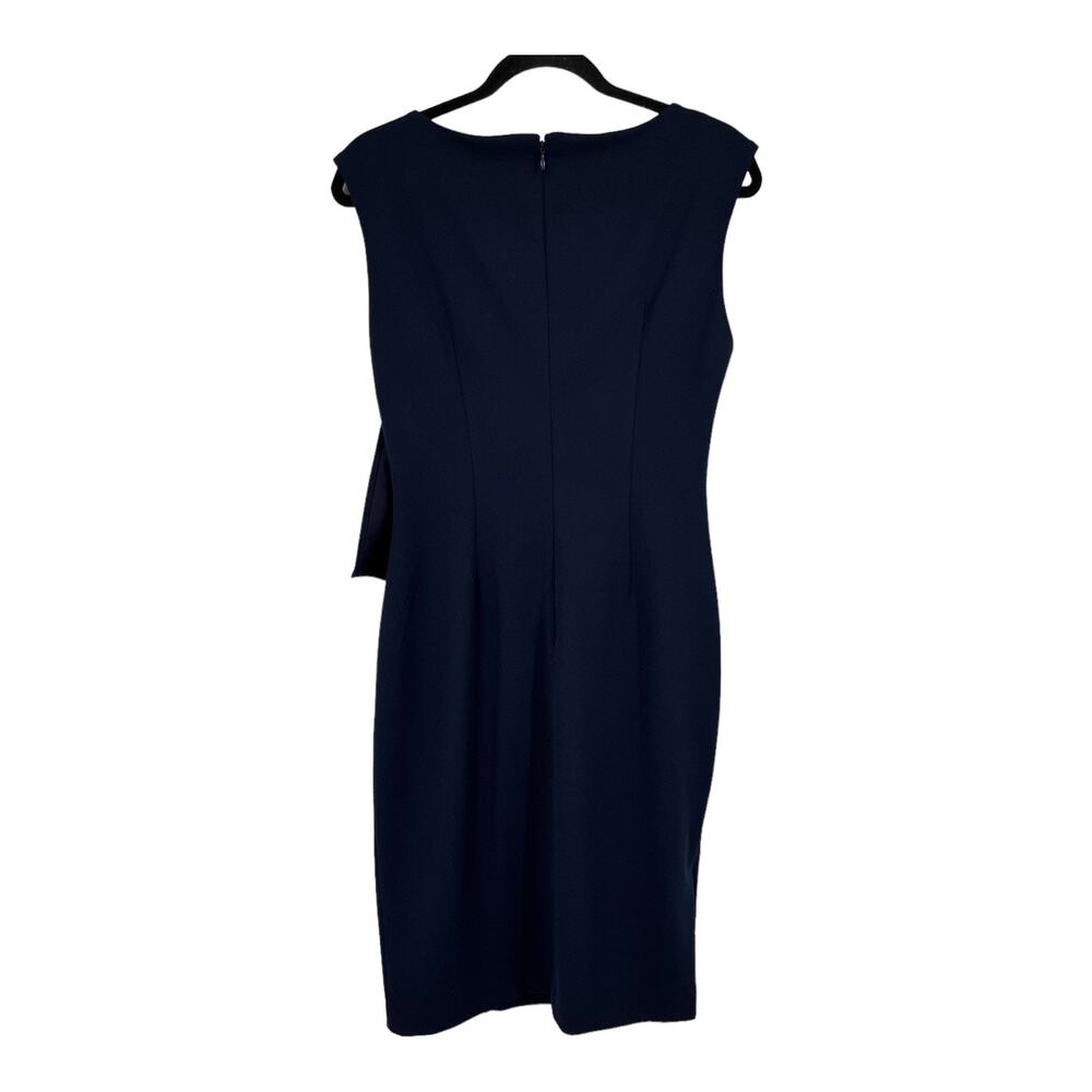 Calvin Klein dress Ruffle crepe sheath sleeveless navy blue size 8 - Picture 5 of 8